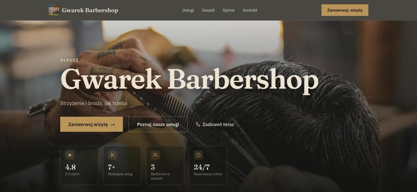 Publiczna strona salonu Gwarek Barbershop
